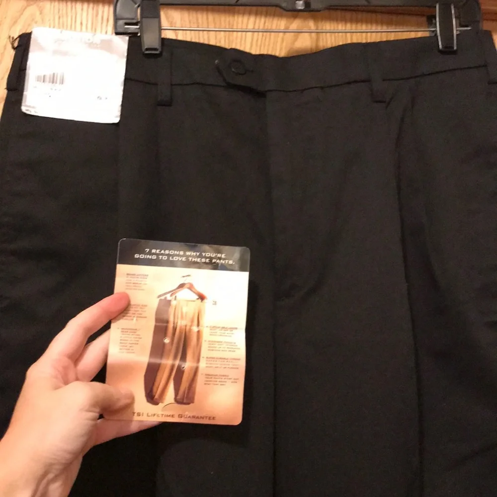 Savane MOTION TSI black cuffed cotton twill stretch chino pants 36 x 32 men